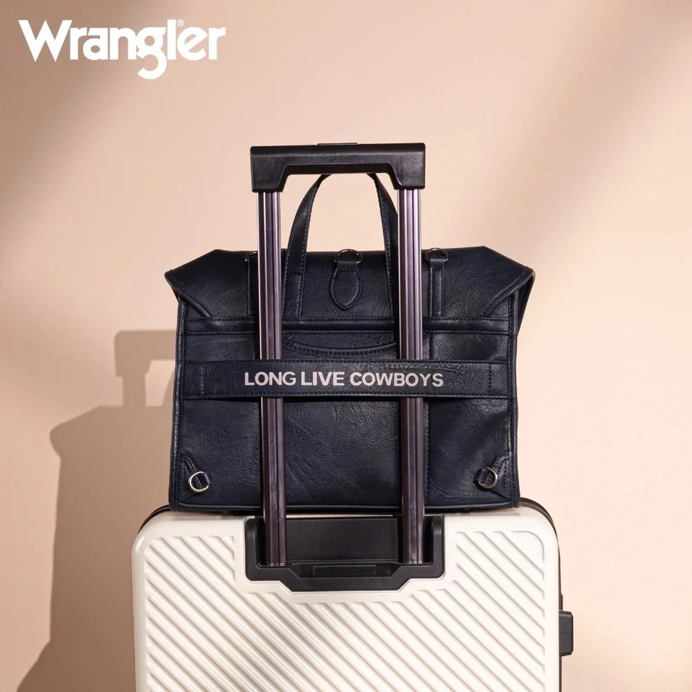 Wrangler Top Handle Carry Satchel/Laptop Bag/Backpack/Crossbody Navy Blue